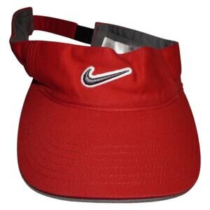 Nike Red Swoosh Visor Just Do It Strapback Golf Tennis Running Sports Hat Cap